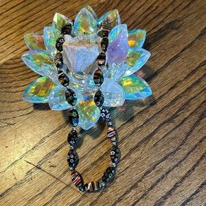 Necklace Glass beads Magnetic Clasp Millefiori style glass Vintage